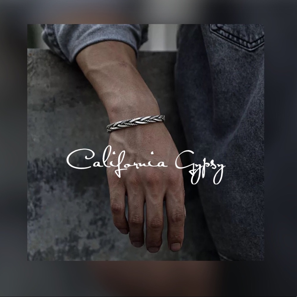 S925 Braided Sterling Silver Mens Bracelet - Picture 1 of 11
